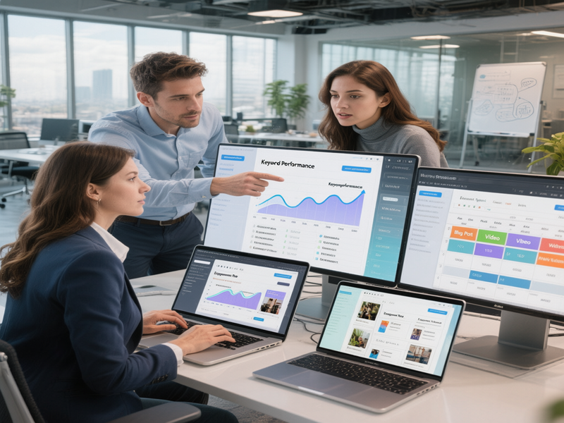 Digital marketing team working on strategies with the Best Digital Marketing Agency in Hadapsar – Extensile Pvt. Ltd.